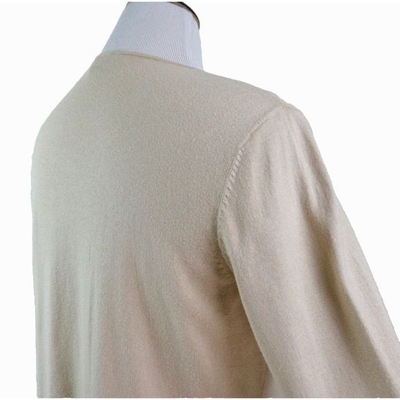 Ann Taylor Size 8 Open Eyelet Trim Cardigan Sweater Open Front Beige - Picture 5 of 10